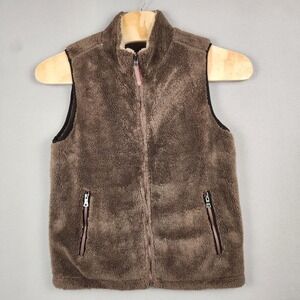 True Grit Vest Mens Medium Brown Sherpa Fleece Full Zip Zipper Pockets Outdoor